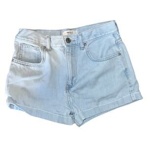 FOREVER 21 Denim Jean Shorts Women's 26 Blue Light Wash Cuffed Hem High Rise